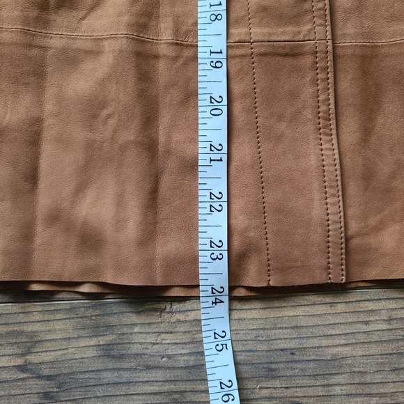 NWT Joie Mylon Brown Goat Leather Midi A Line Snap Front Skirt Womens M MSRP 595 - Picture 8 of 8